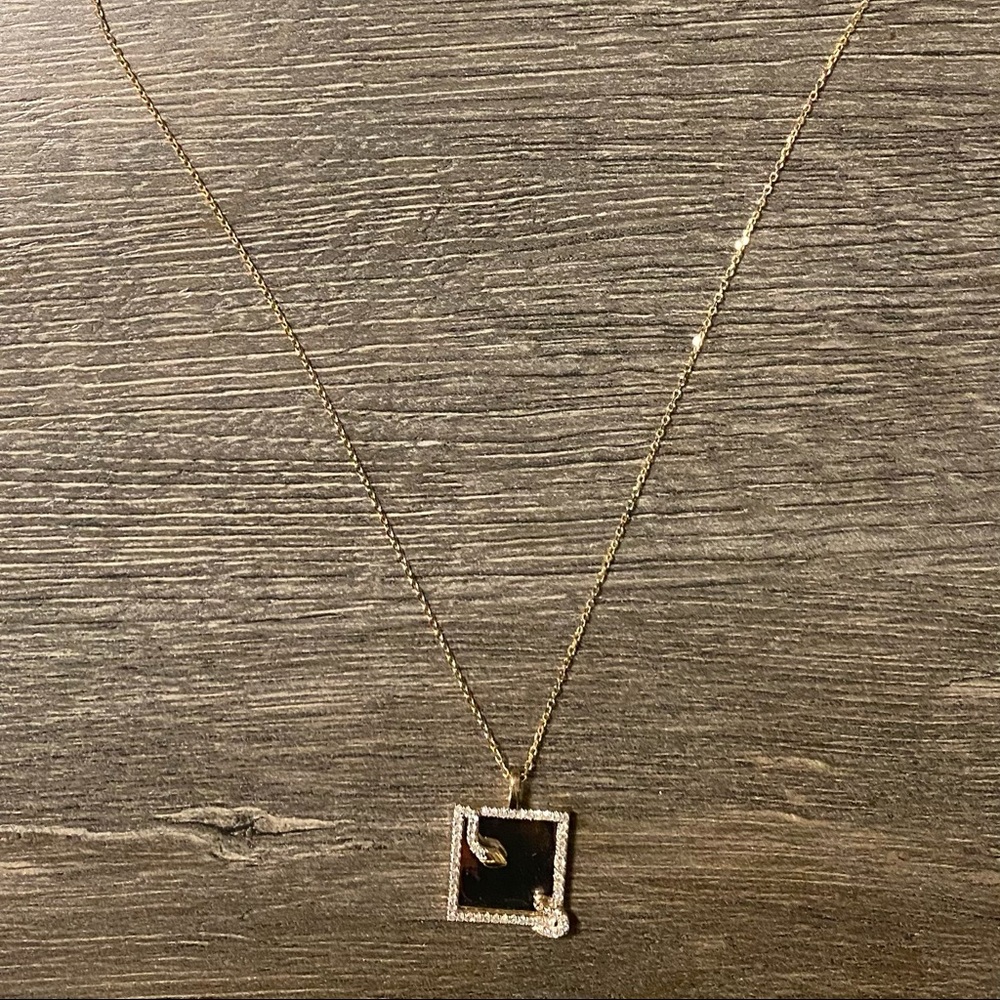 Adina Reyter Square Snake Necklace w Mixed Metal & Pave Diamonds New!